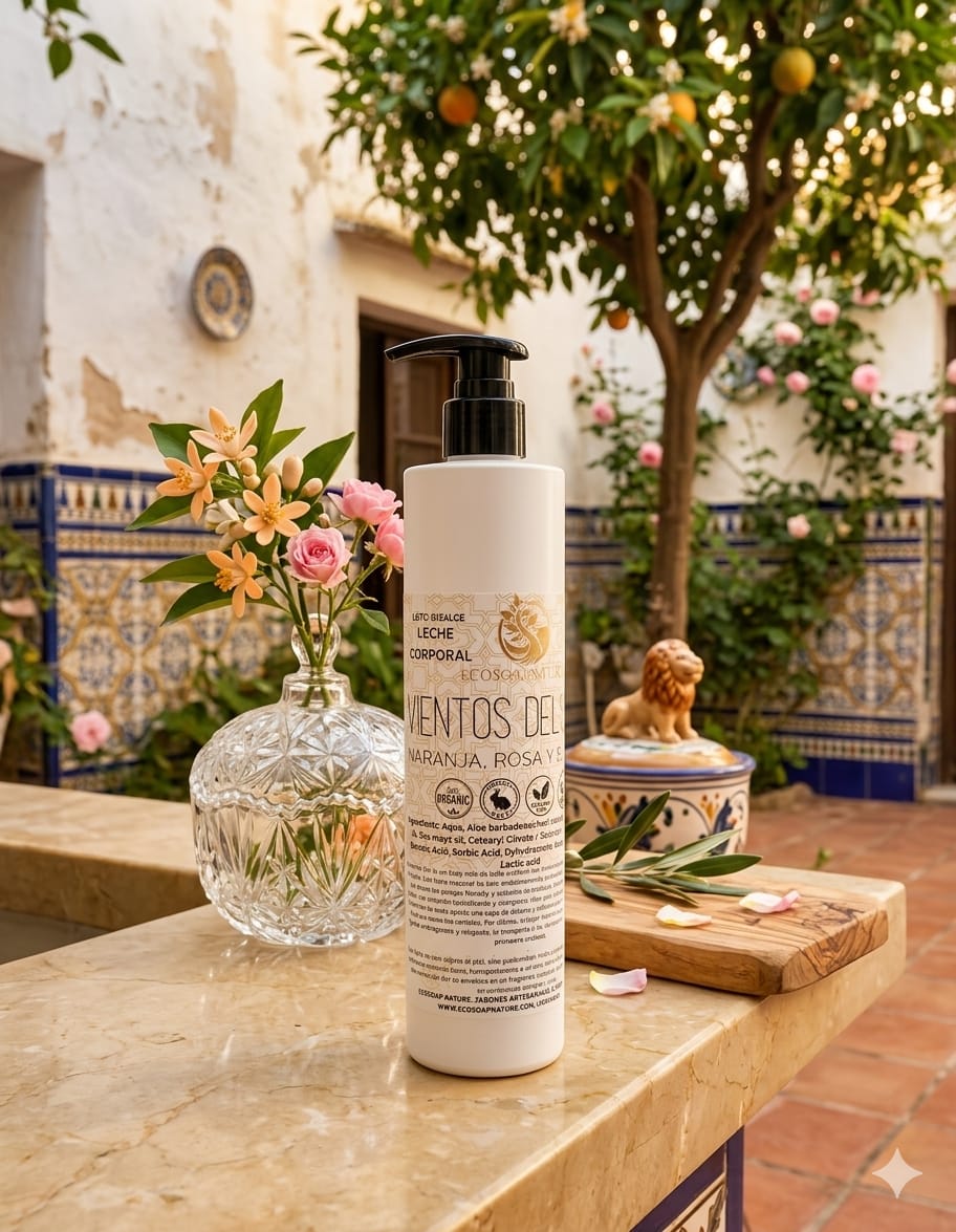 Leche Corporal "Vientos del Sur": Naranja, Rosa y Azahar